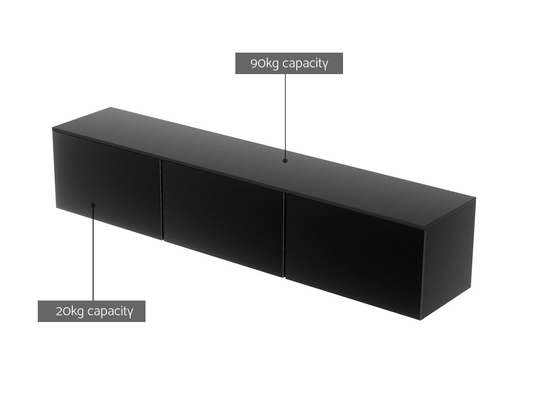 Artiss Floating Entertainment Unit TV Cabinet High Glossy Black 3 Cabinets 200CM 8