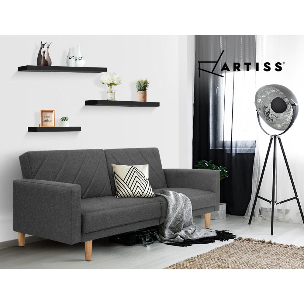 Artiss Floating Wall Shelf Set of 3 Black 6