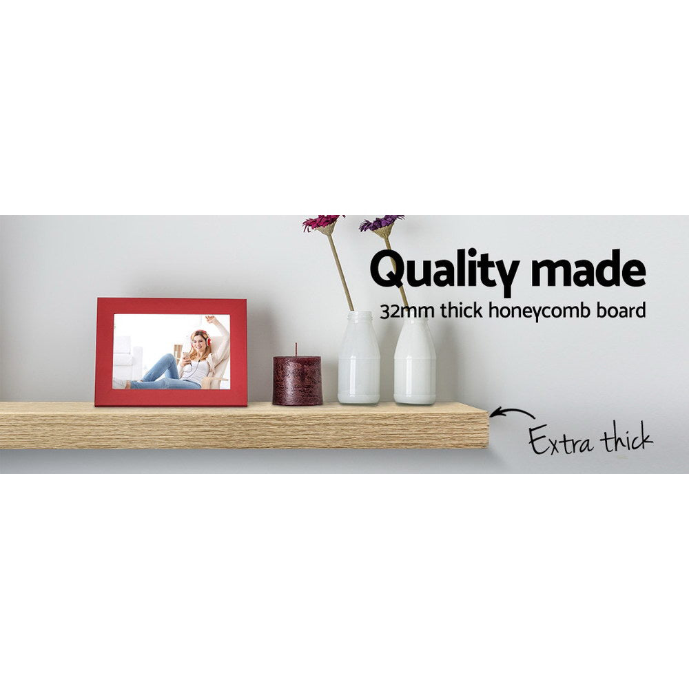 Artiss Floating Wall Shelf Set of 3 Oak 4