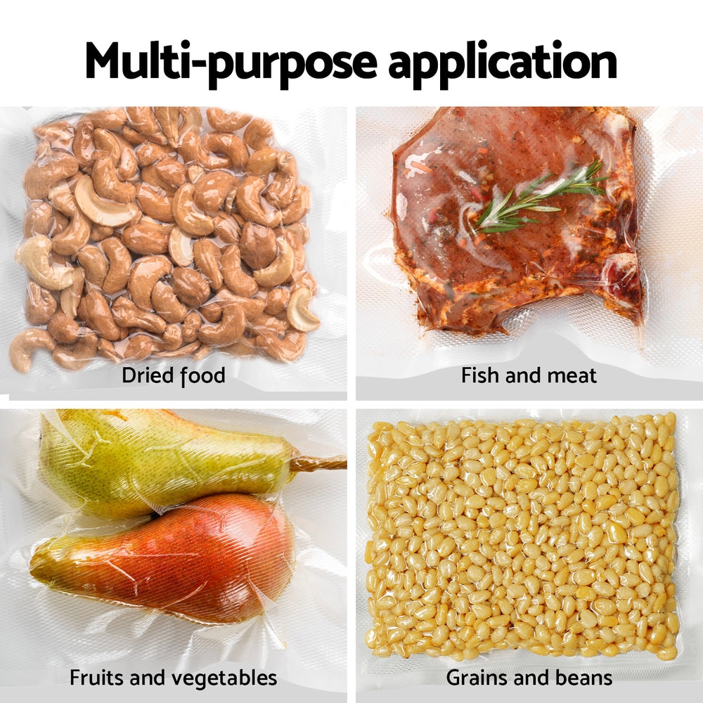 Devanti Food Vacuum Sealer Machine Sealing Cutter 4 Modes Storage Bags 4 Rolls 5