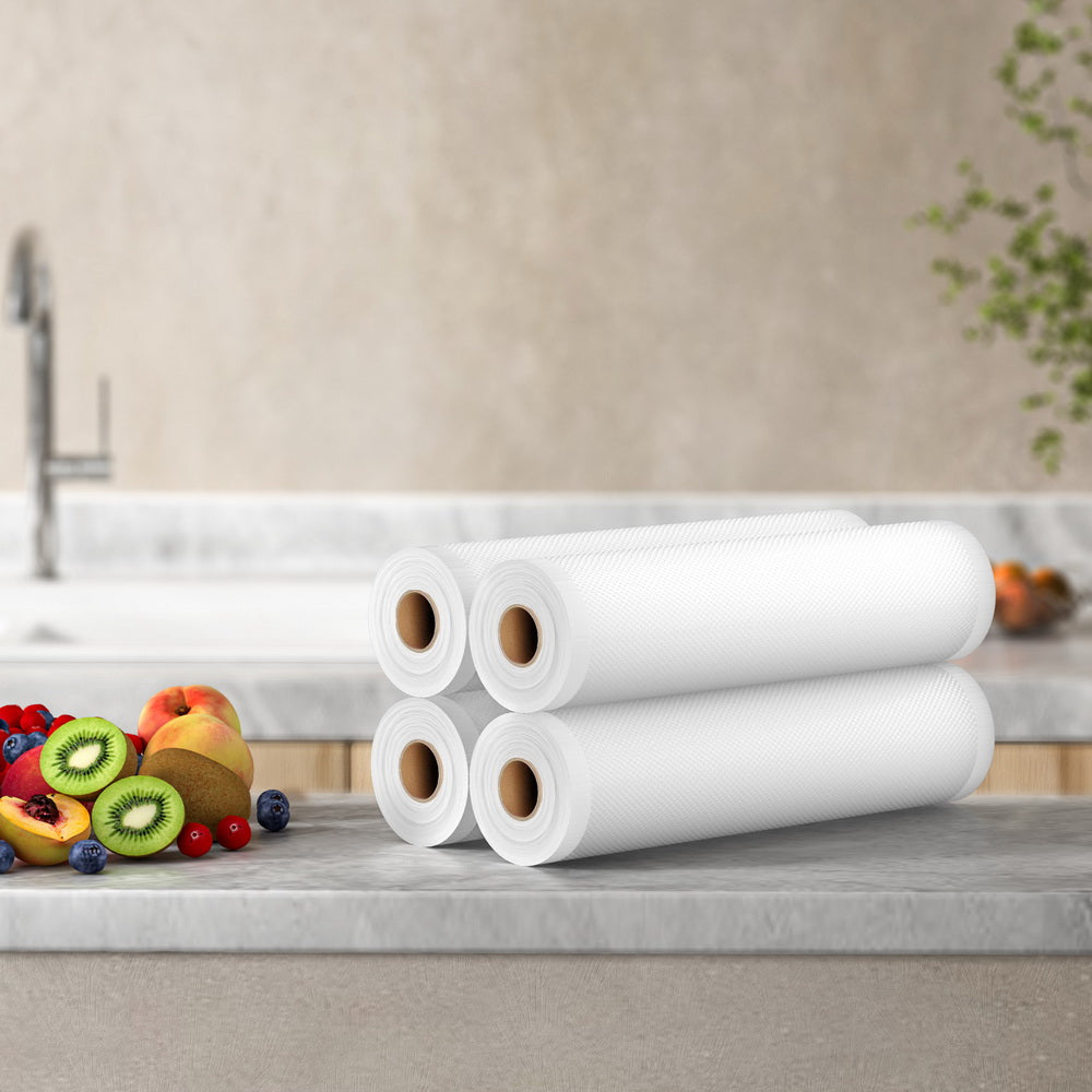 4 Rolls Food Vacuum Sealer Bags Storage Saver Heat Sealing Bag Pack 28CMX6M 4