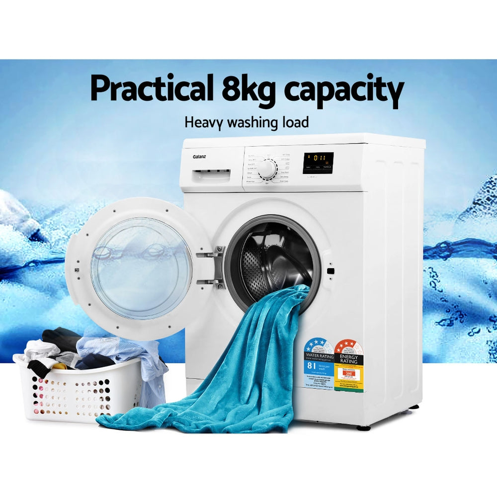 Devanti 8kg Front Load Washing Machine Quick Wash 24h Delay Start Automatic 3