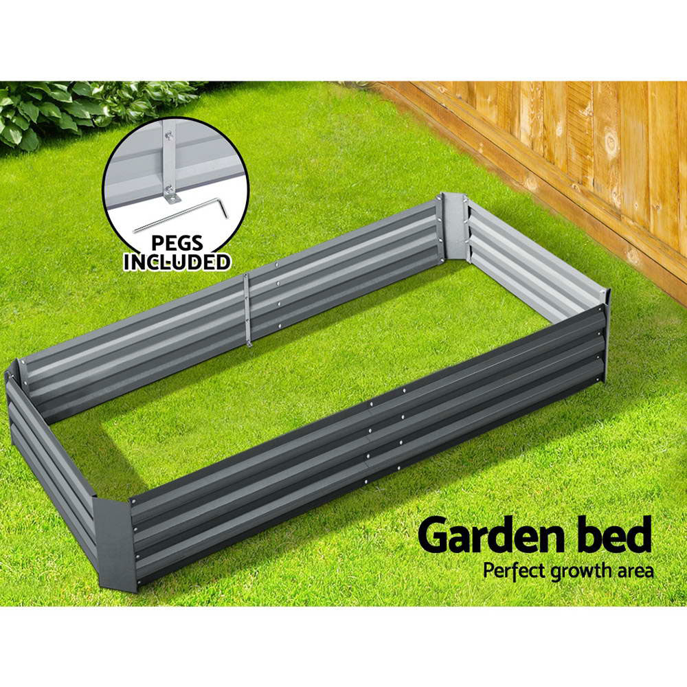 Green Fingers Garden Bed 180x90cm Planter Box Raised Container Galvanised Steel 5