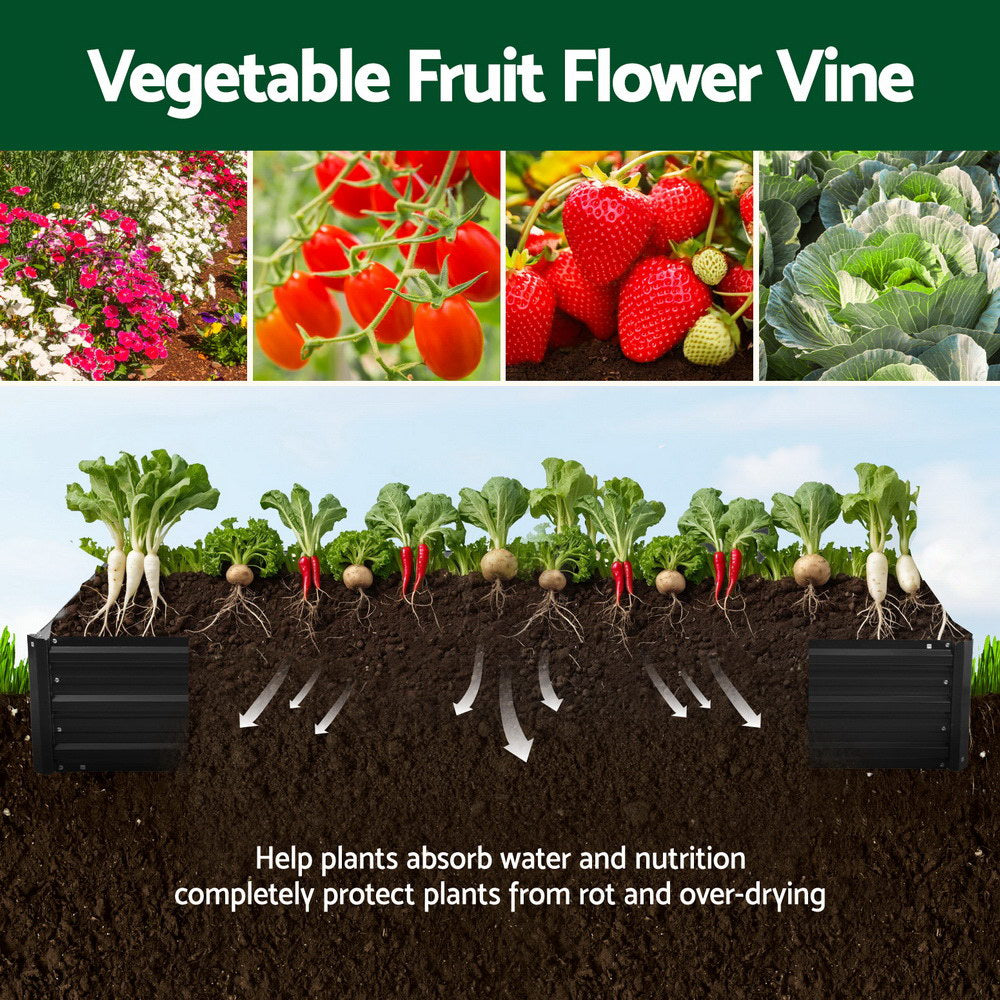 Green Fingers Raised Garden Bed 2 Pcs 210x90cm Planter Box Container Galvanised Metal Outdoor 5