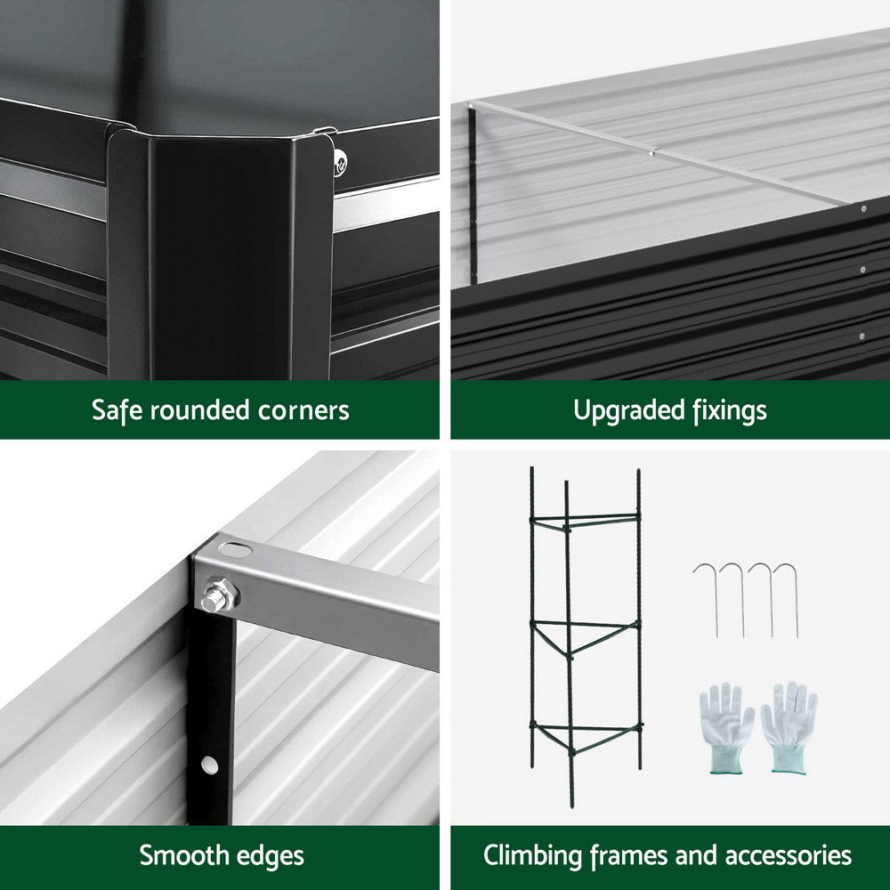 Green Fingers Raised Garden Bed 2 Pcs 210x90cm Planter Box Container Galvanised Metal Outdoor 6