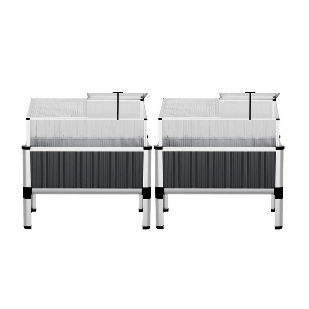 Green Fingers Raised Garden Bed x2 80x49x74cm Greenhouse Planter Box Galvanised Herb 3