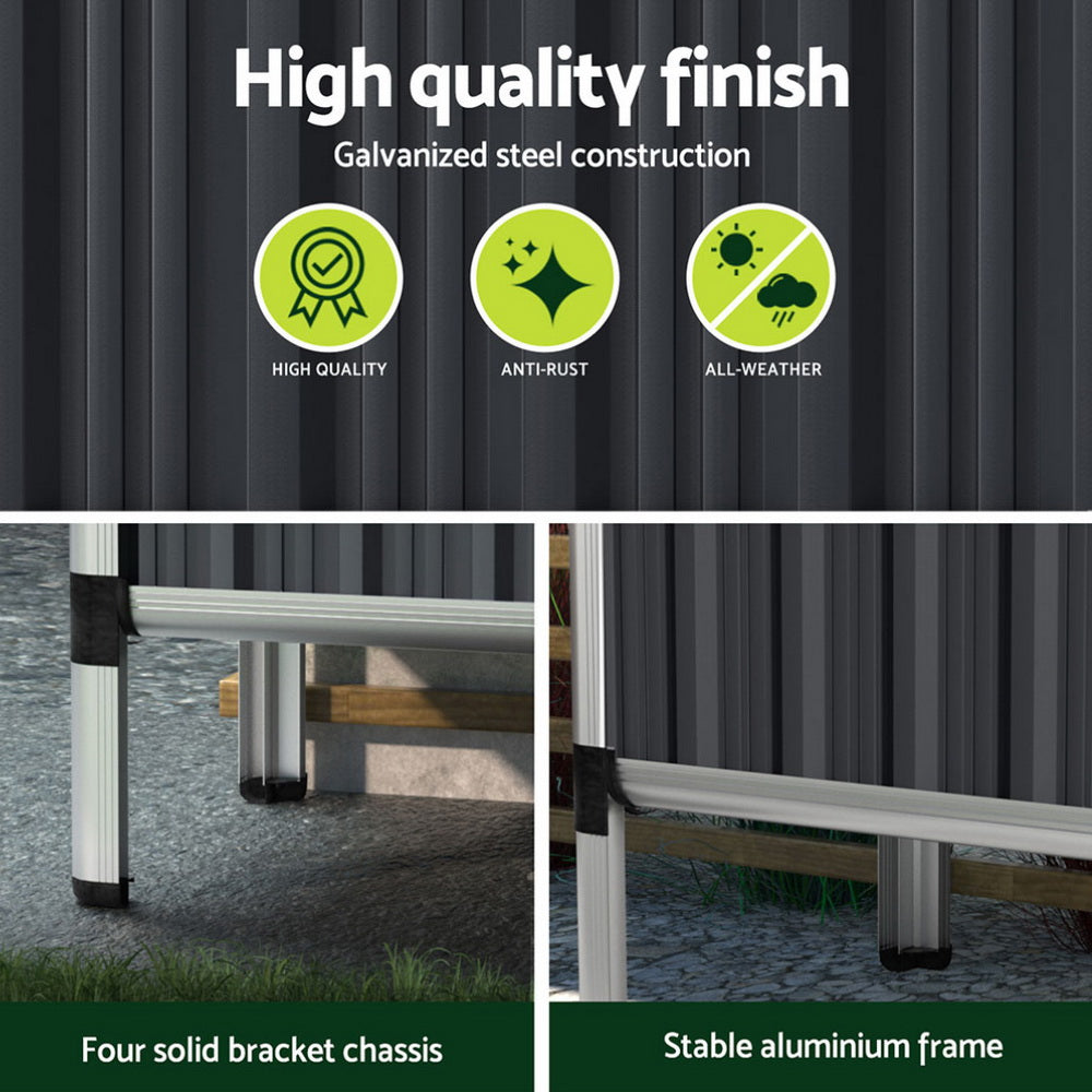 Green Fingers Raised Garden Bed x2 80x49x74cm Greenhouse Planter Box Galvanised Herb 4