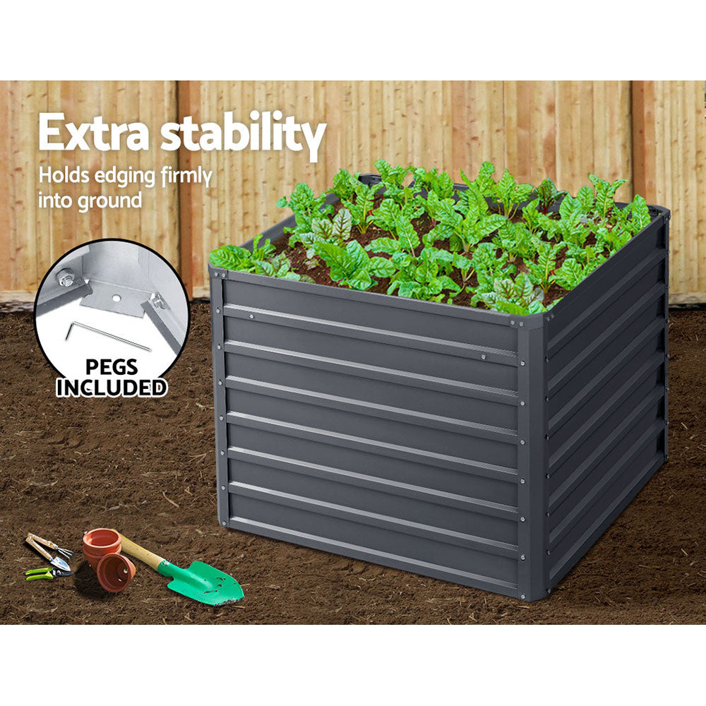 Green Fingers 2x Garden Bed 100x100x77cm Planter Box Raised Container Galvanised 4