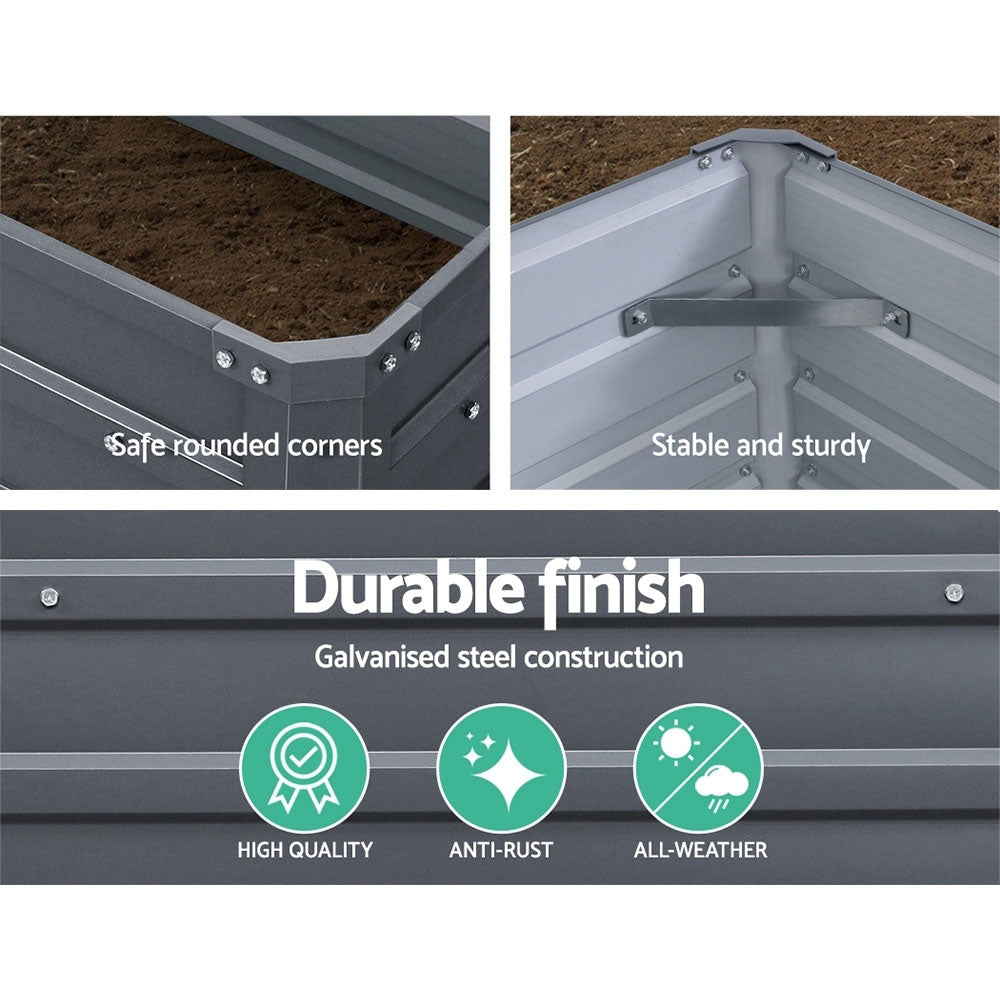 Green Fingers 2x Garden Bed 100x100x77cm Planter Box Raised Container Galvanised 6