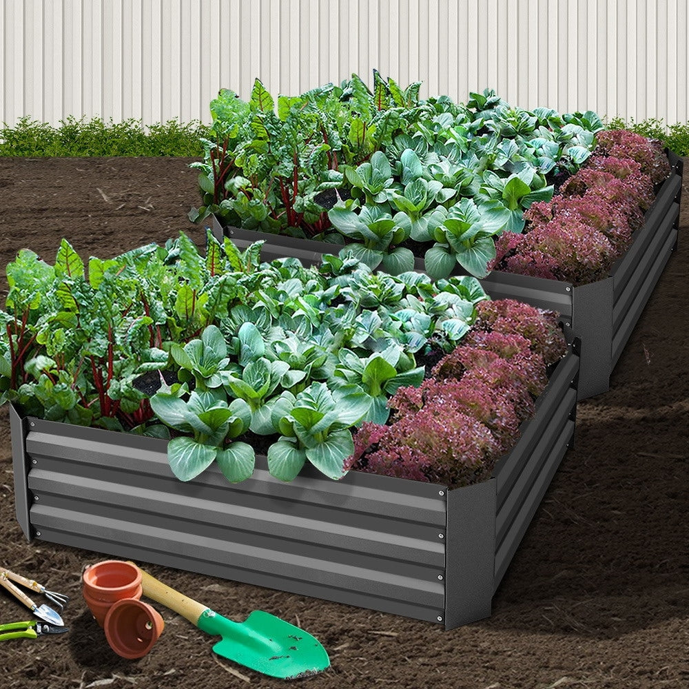 Green Fingers 2x Garden Bed 120x90cm Planter Box Raised Container Galvanised Herb 7