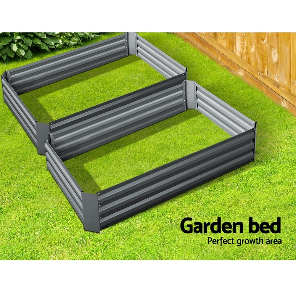 Green Fingers 2x Garden Bed 120x90cm Planter Box Raised Container Galvanised Herb 4