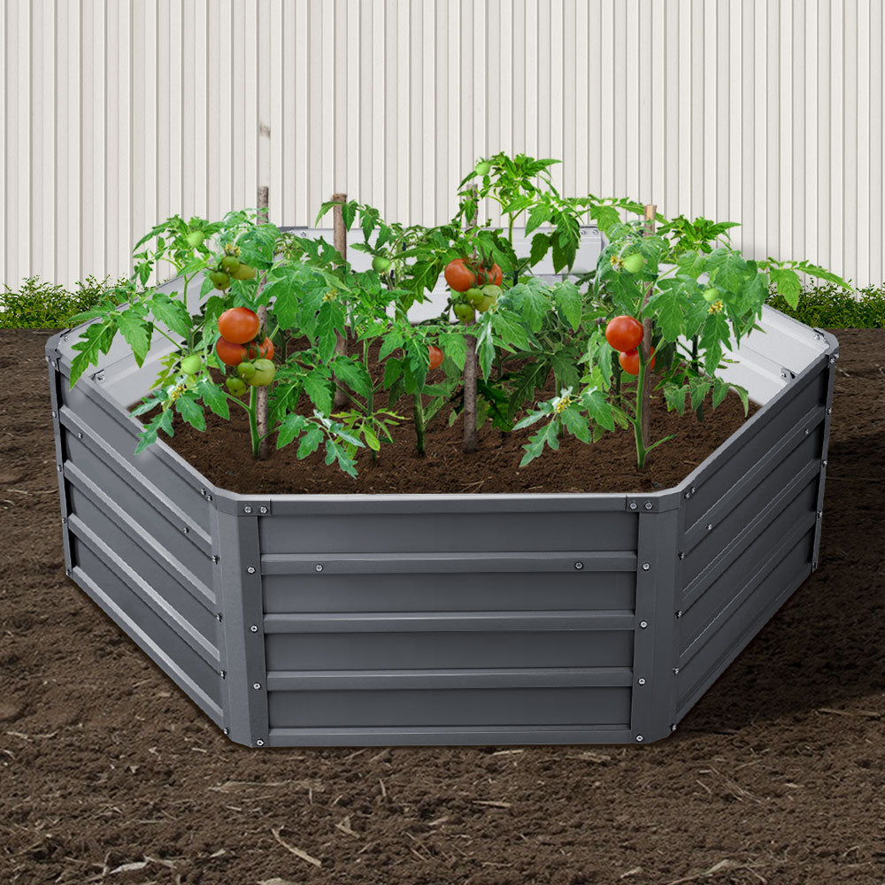 Green Fingers 2x Garden Bed 130x130x46cm Planter Box Raised Container Galvanised 8