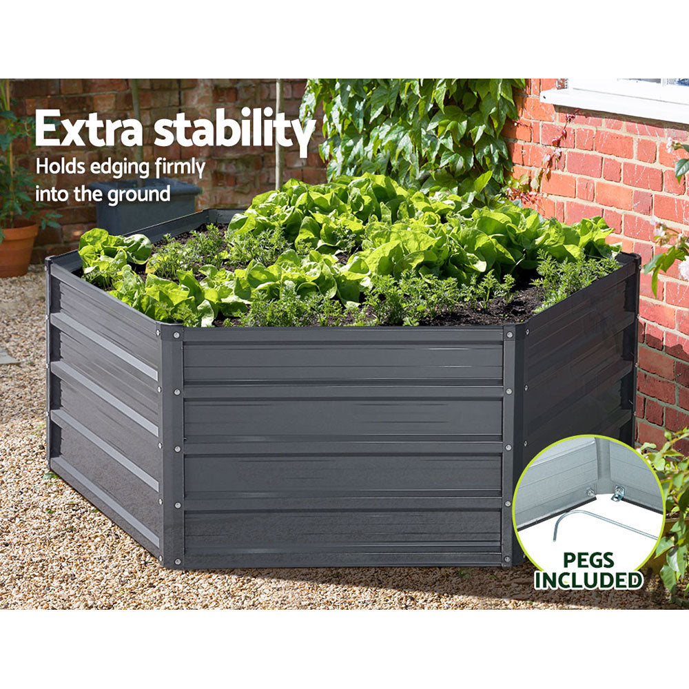 Green Fingers 2x Garden Bed 130x130x46cm Planter Box Raised Container Galvanised 4