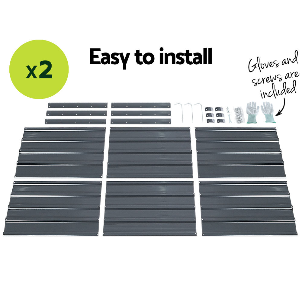 Green Fingers 2x Garden Bed 130x130x46cm Planter Box Raised Container Galvanised 5