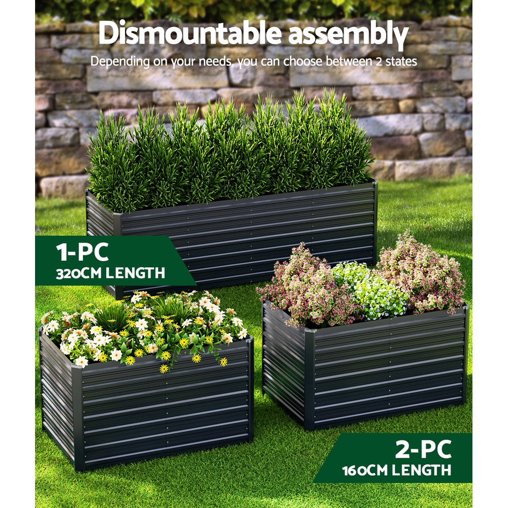 Green Fingers Garden Bed 320x80x77cm Planter Box Raised Container Galvanised Herb 4