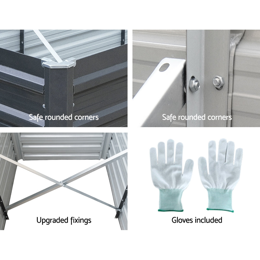 Green Fingers Garden Bed 320x80x77cm Planter Box Raised Container Galvanised Herb 6