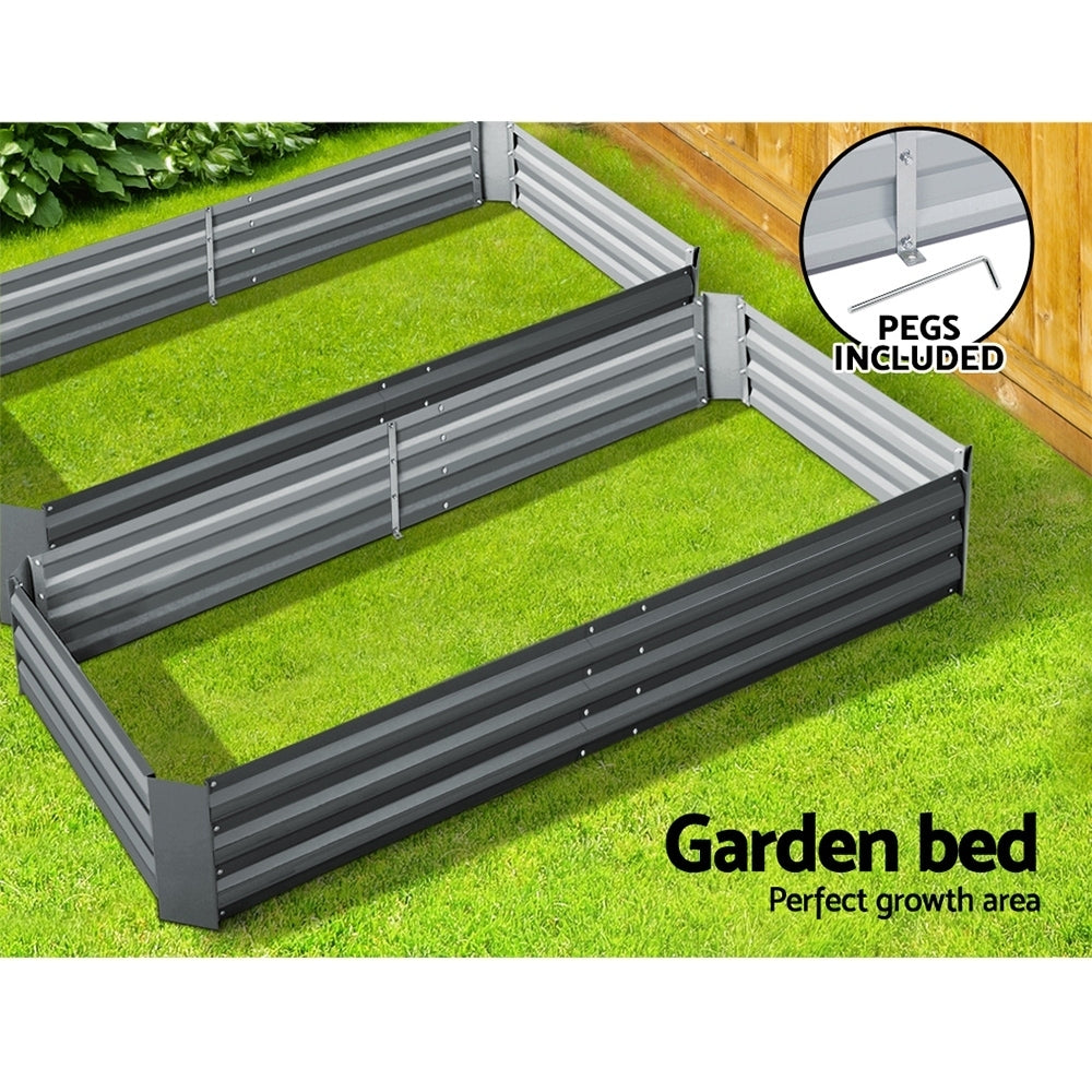 Green Fingers 2x Garden Bed 210x90cm Planter Box Raised Container Galvanised Herb 4