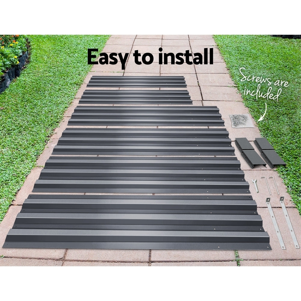 Green Fingers 2x Garden Bed 210x90cm Planter Box Raised Container Galvanised Herb 6