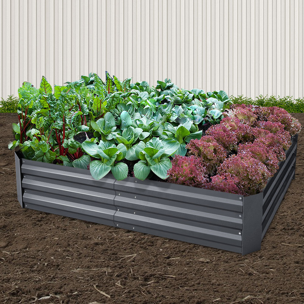 Green Fingers 2x Garden Bed 150x90cm Planter Box Raised Container Galvanised Herb 8