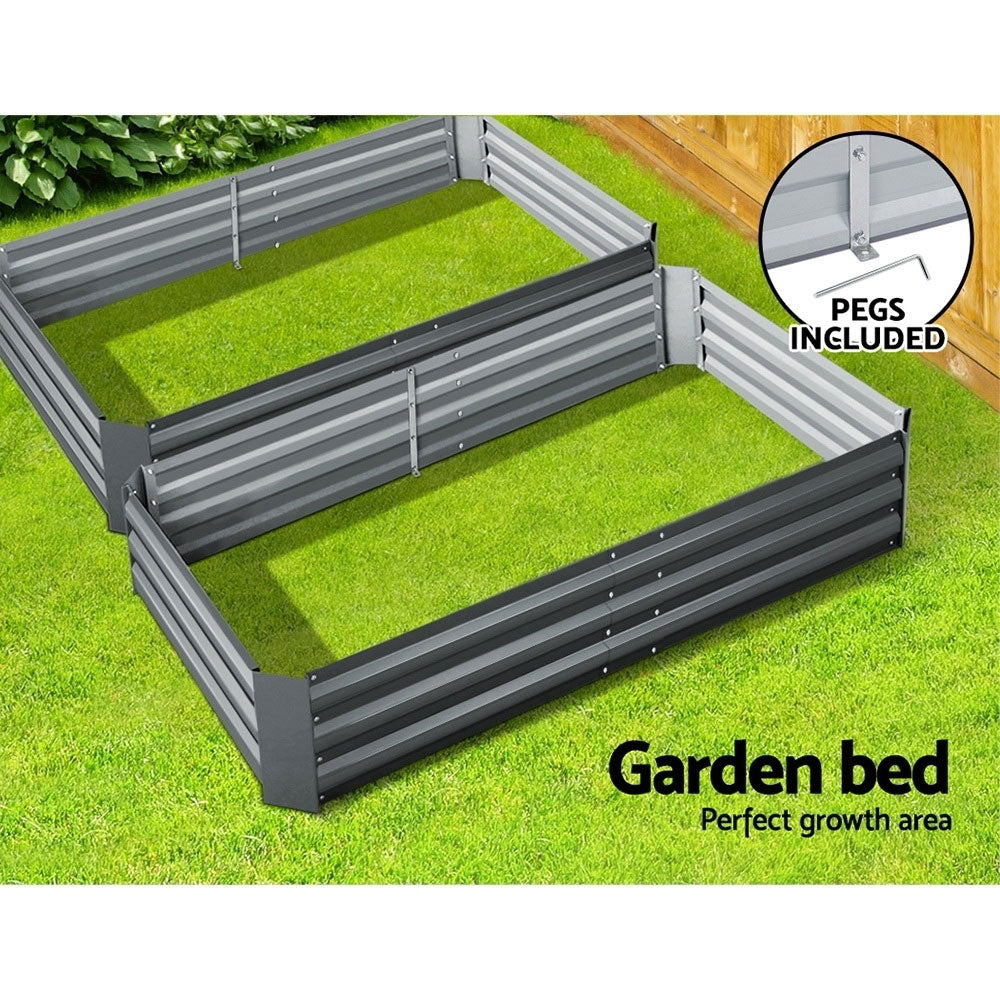 Green Fingers 2x Garden Bed 150x90cm Planter Box Raised Container Galvanised Herb 5