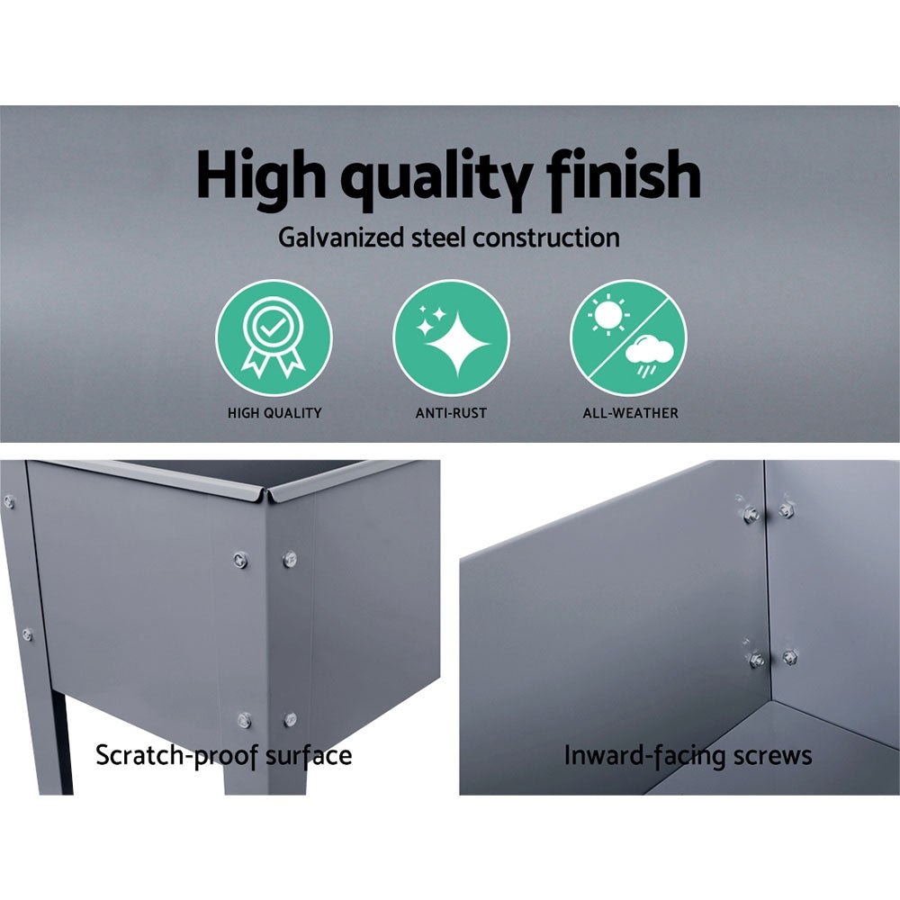 Green Fingers Garden Bed Elevated 100X80X30cm Planter Box Container Galvanised 5