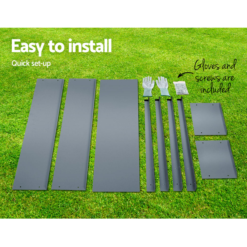 Green Fingers Garden Bed Elevated 100X80X30cm Planter Box Container Galvanised 6