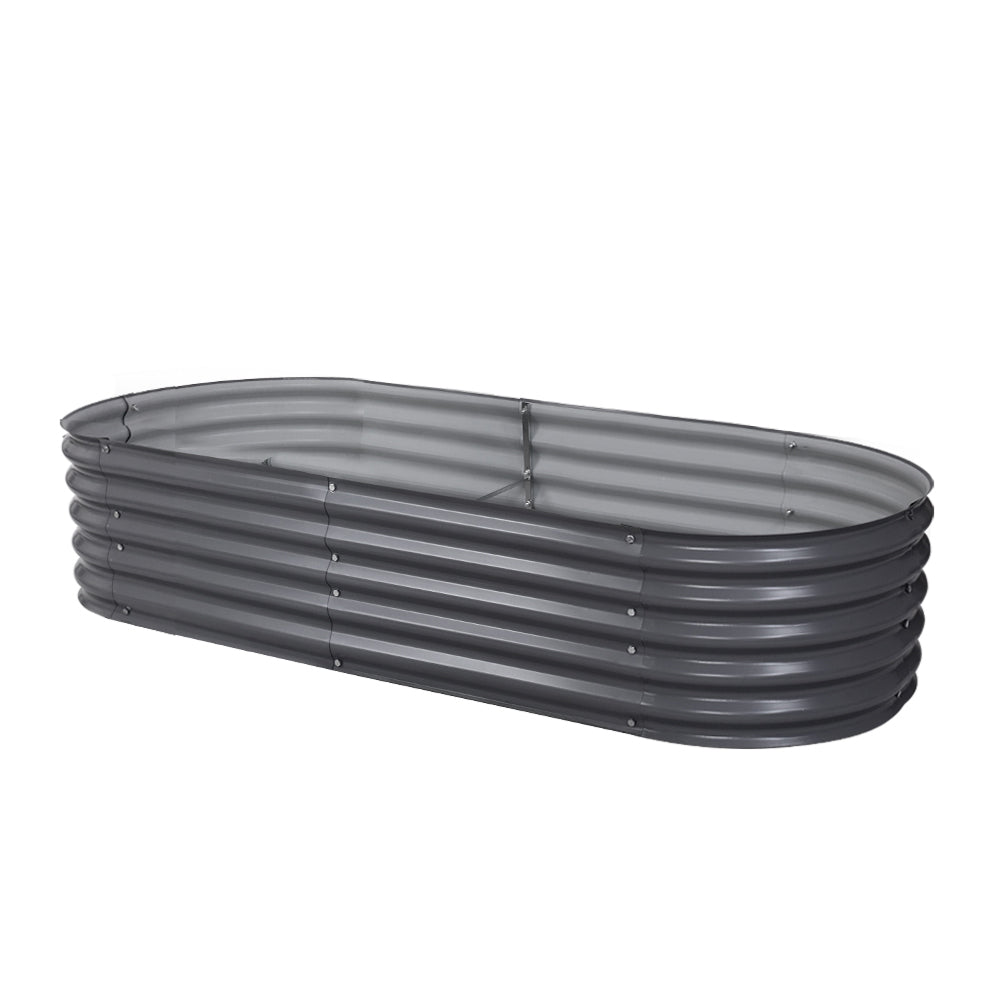 Green Fingers Garden Bed 160X80X42cm Oval Planter Box Raised Container Galvanised 7