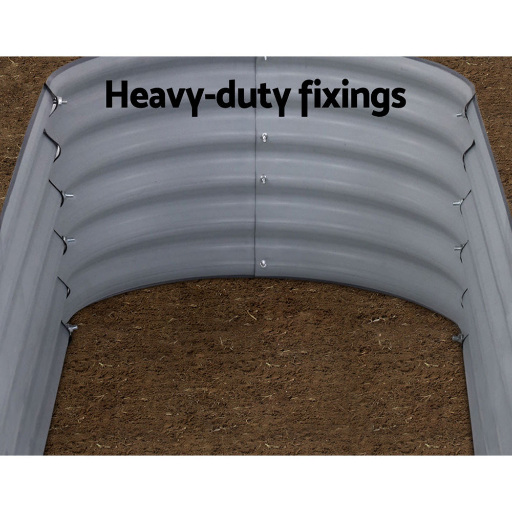 Green Fingers Garden Bed 160X80X42cm Oval Planter Box Raised Container Galvanised 5