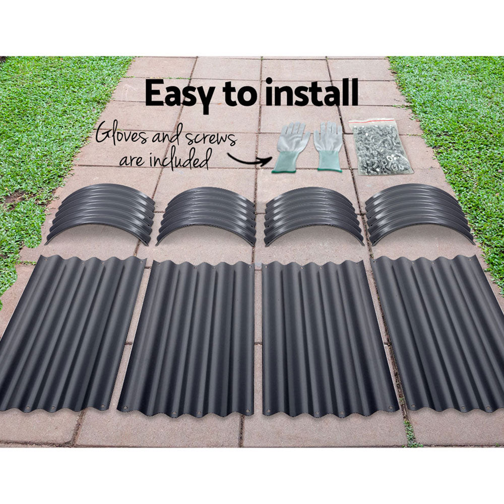 Green Fingers Garden Bed 160X80X42cm Oval Planter Box Raised Container Galvanised 6