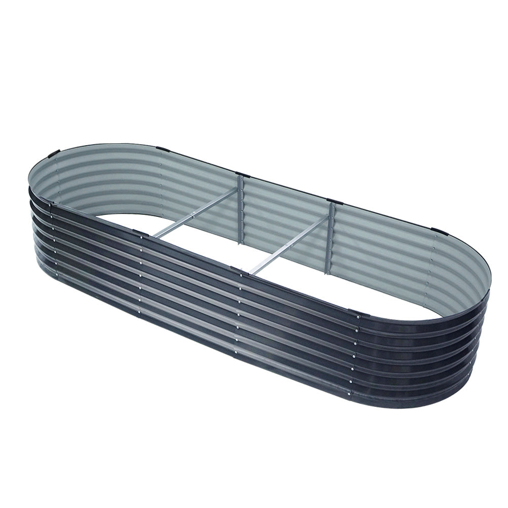 Green Fingers Garden Bed 240X80X42cm Oval Planter Box Raised Container Galvanised 7