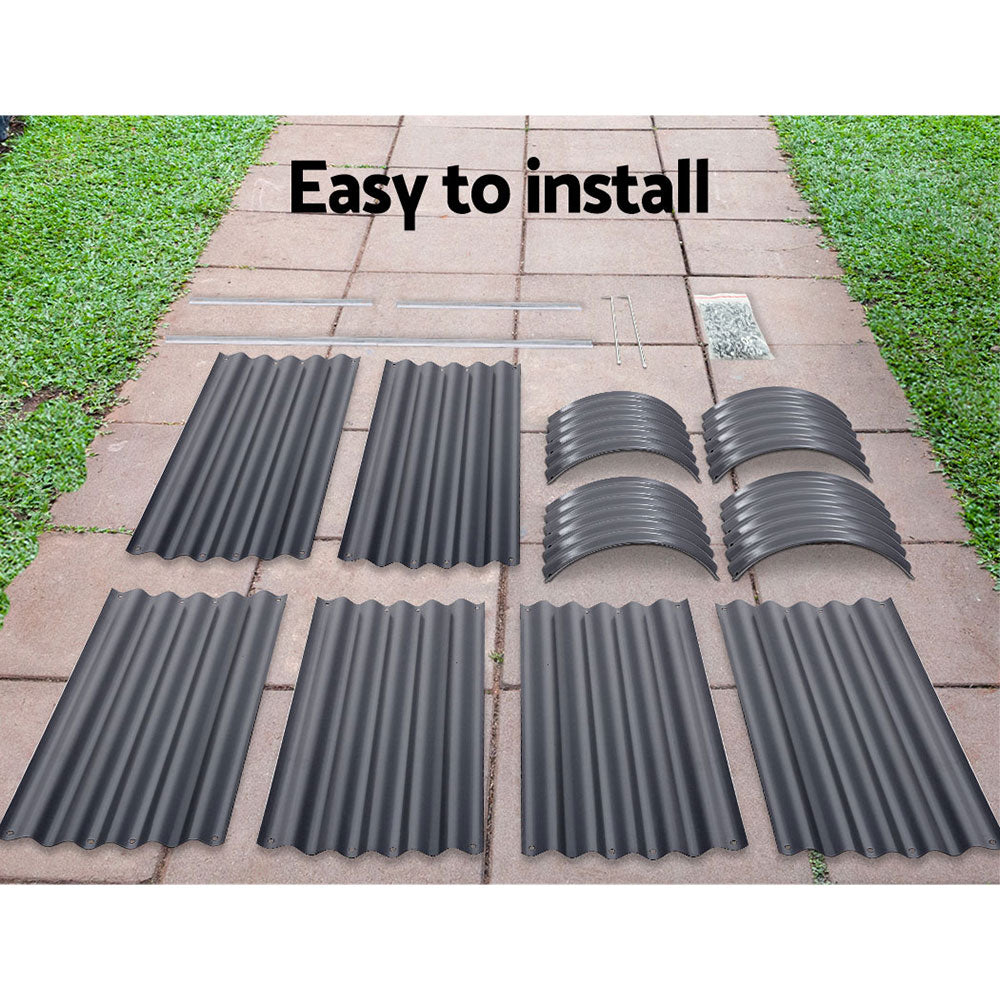 Green Fingers Garden Bed 240X80X42cm Oval Planter Box Raised Container Galvanised 6