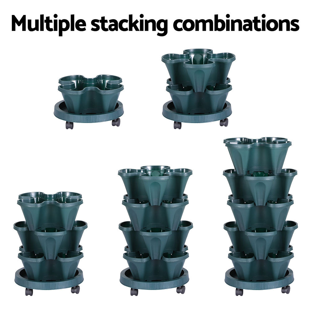 Green Fingers Garden Bed 5 Tier Vertical Garden Strawberry Stackable Planters Herbs Petunias 5