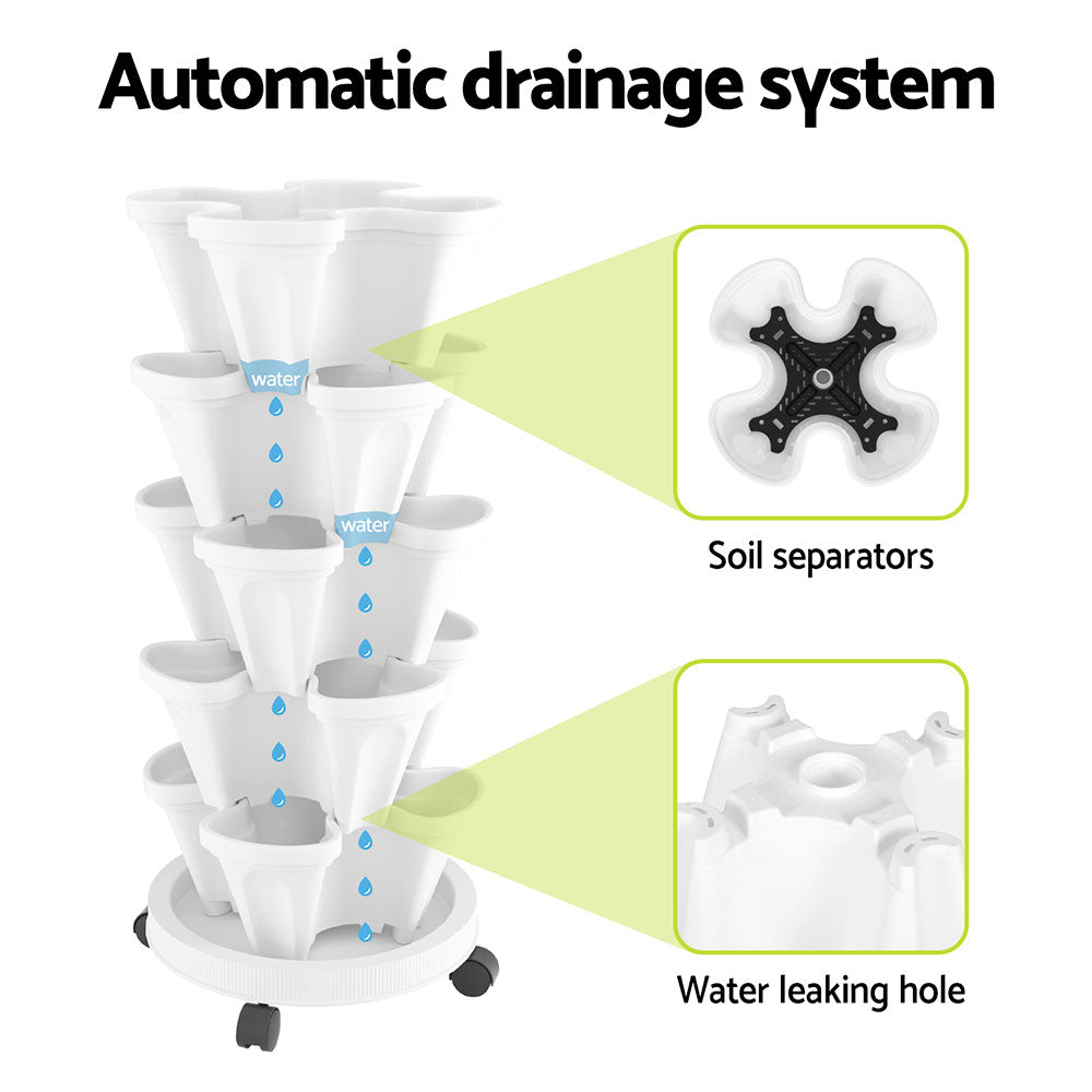 Green Fingers Garden Bed 5 Tier Vertical Garden Strawberry Stackable Planters Herbs Petunias 4