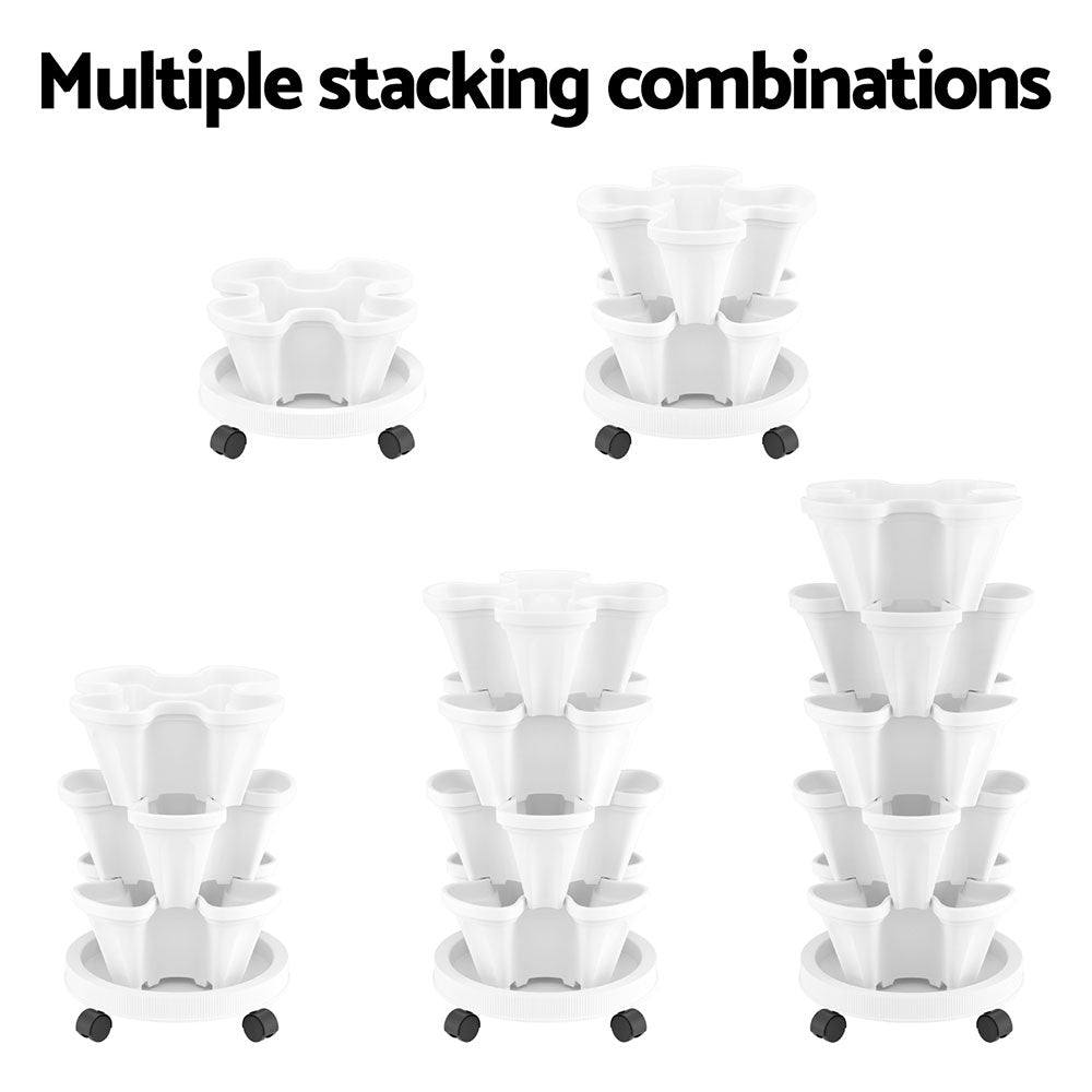 Green Fingers Garden Bed 5 Tier Vertical Garden Strawberry Stackable Planters Herbs Petunias 5