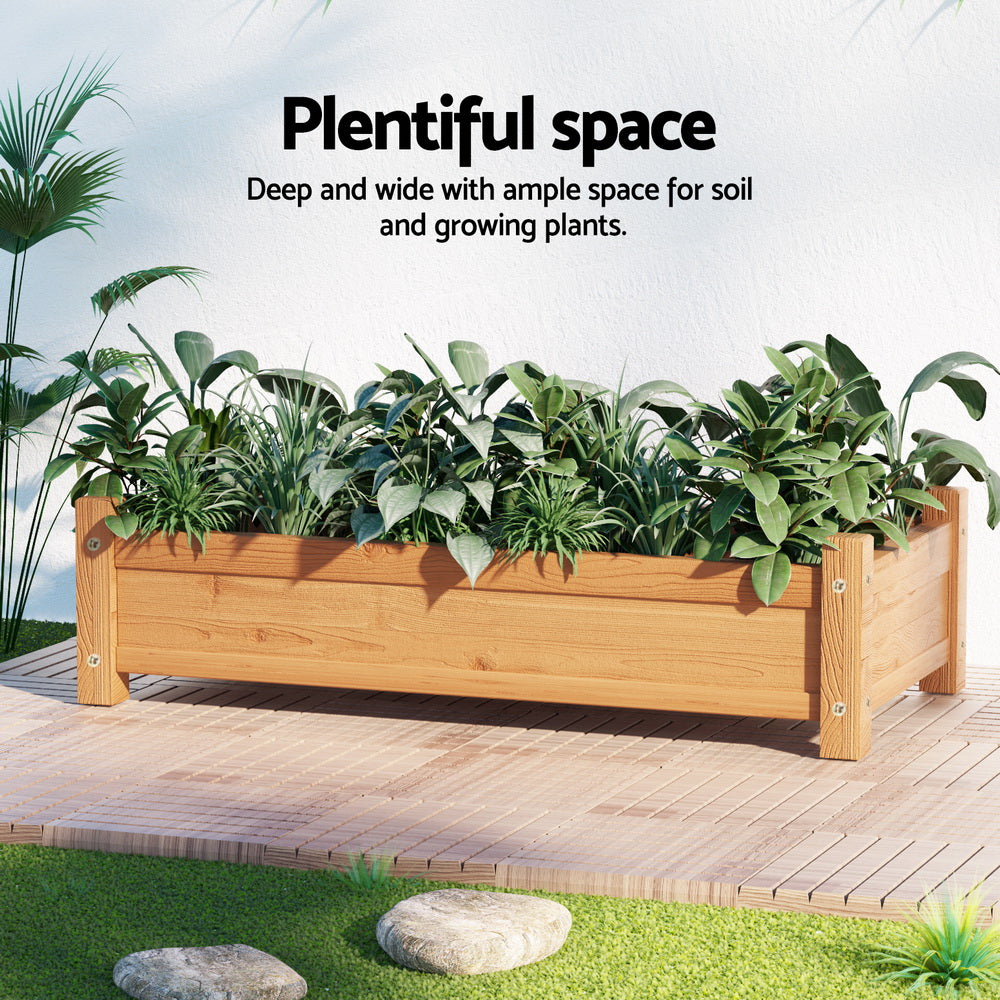 Green Fingers Garden Bed 65x33x16cm Wooden Planter Box Raised Container Growing 4