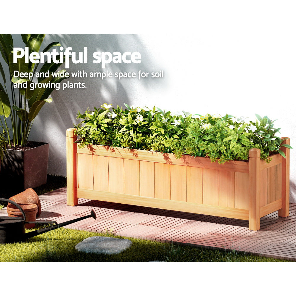 Green Fingers Garden Bed 90x30x33cm Wooden Planter Box Raised Container Growing 6