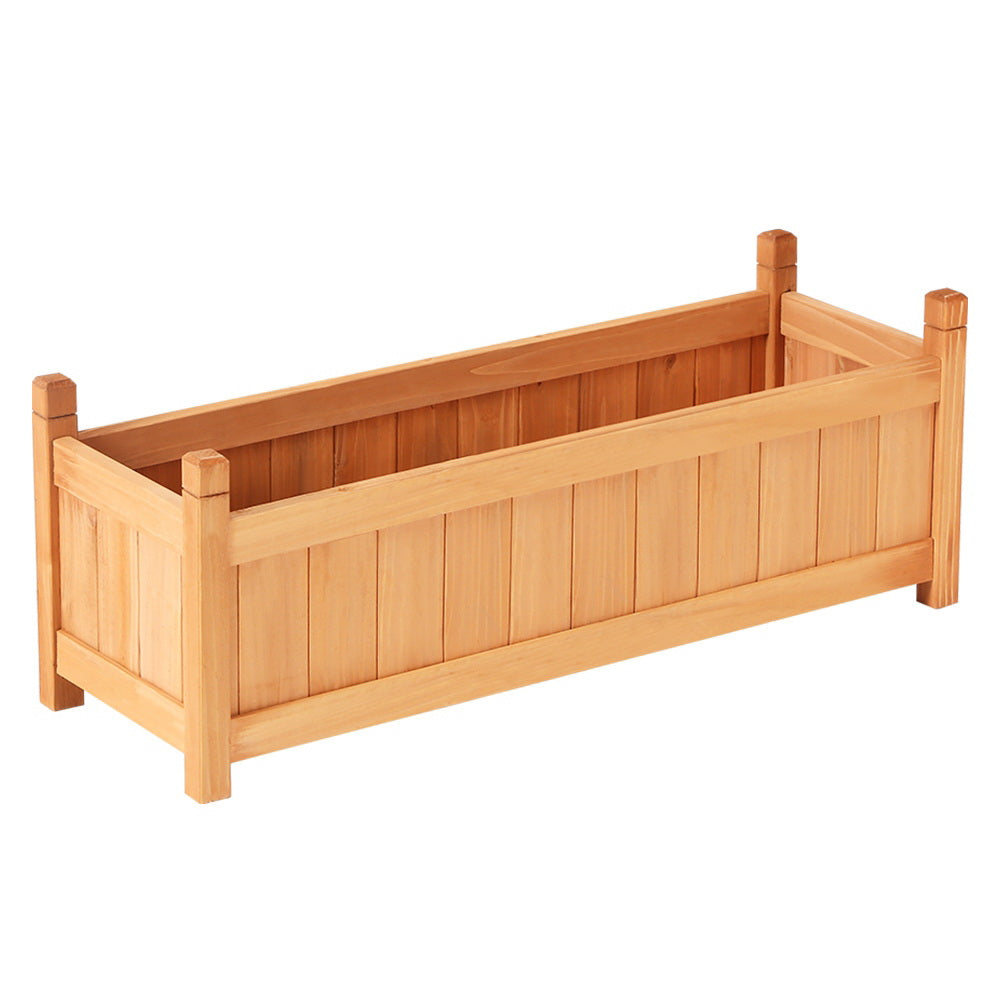 Green Fingers Garden Bed 90x30x33cm Wooden Planter Box Raised Container Growing 7