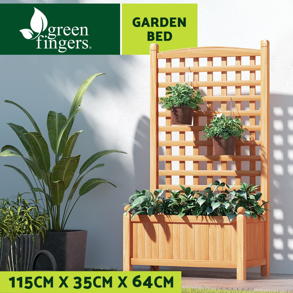 Green Fingers Garden Bed Wooden 64x35x115cm Planter Raised Box Container Trellis 3