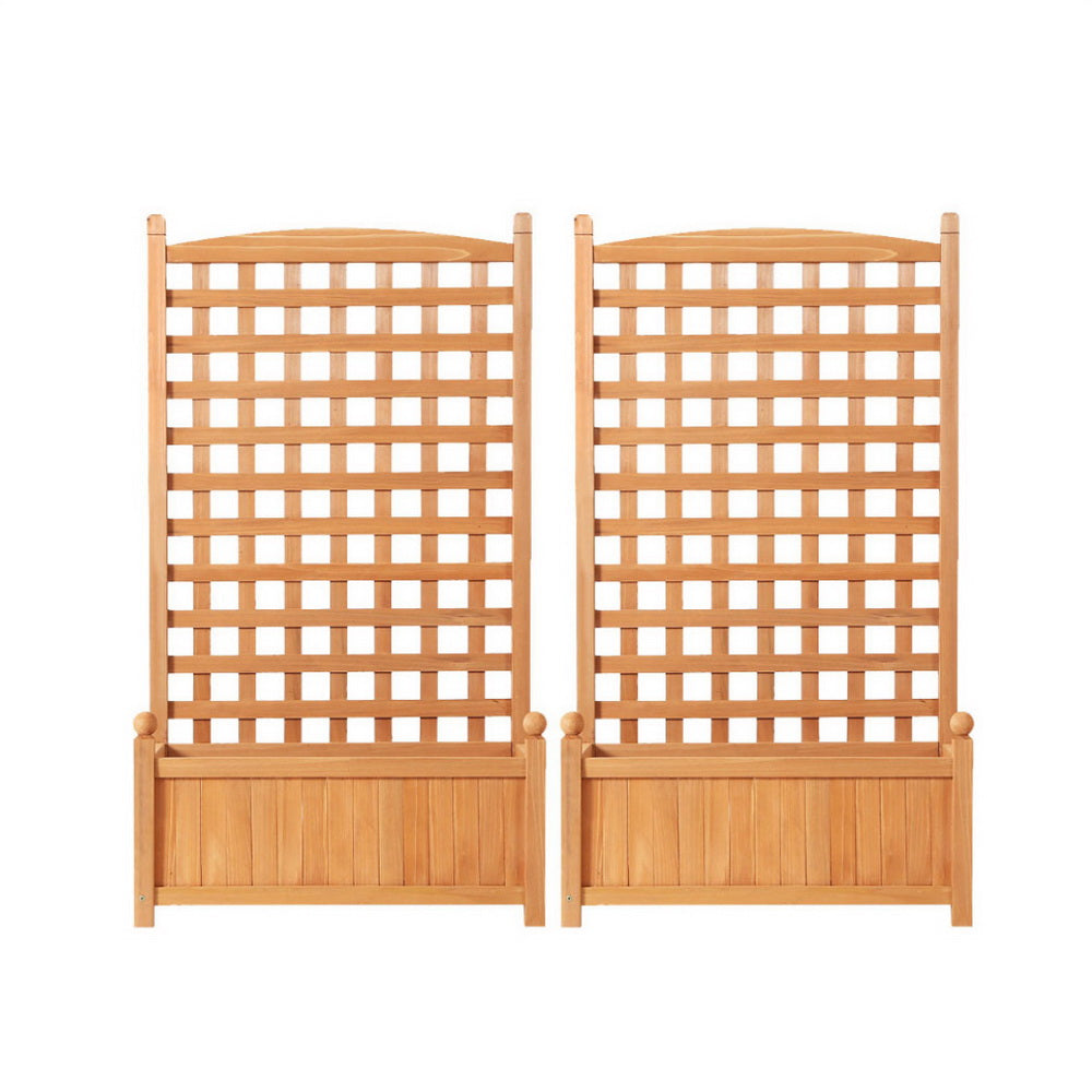 Green Fingers 2X Garden Bed Wooden 64x35x115cm Planter Raised Box Container Trellis 3