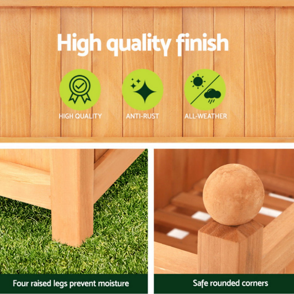 Green Fingers 2X Garden Bed Wooden 64x35x115cm Planter Raised Box Container Trellis 4