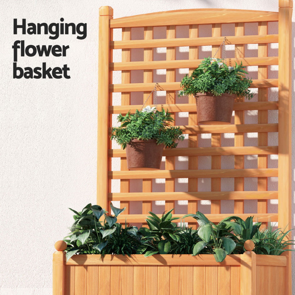 Green Fingers 2X Garden Bed Wooden 64x35x115cm Planter Raised Box Container Trellis 5