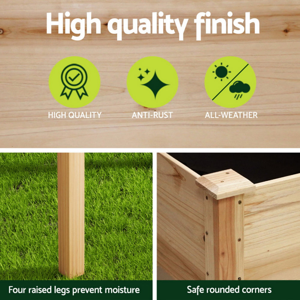 Green Fingers Raised Garden Bed 2x Elevated 120x60x80cm Wooden Planter Box Container 5