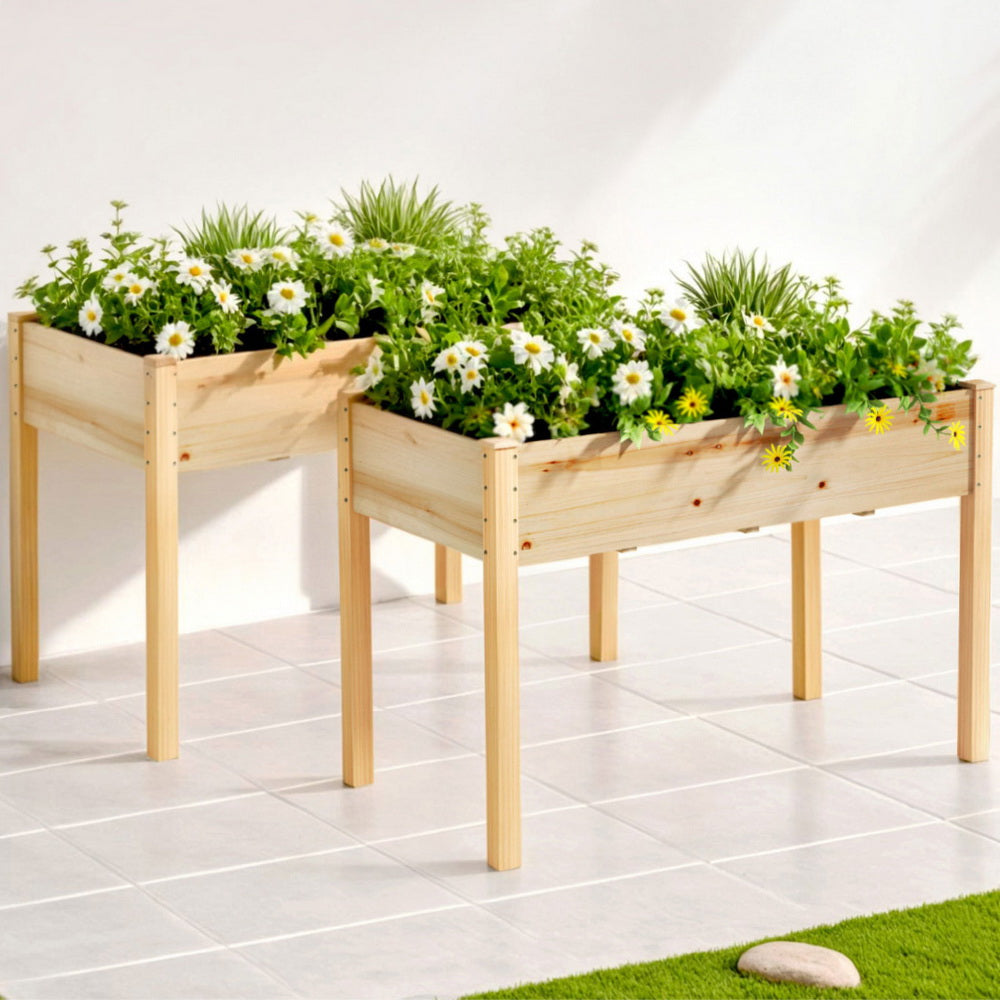 Green Fingers Raised Garden Bed 2x Elevated 120x60x80cm Wooden Planter Box Container 7