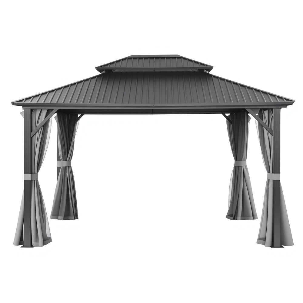 Instahut Gazebo 3x3.65m Canopy Outdoor Steel Frame Patio Tent Curtains Marquee Grey 3