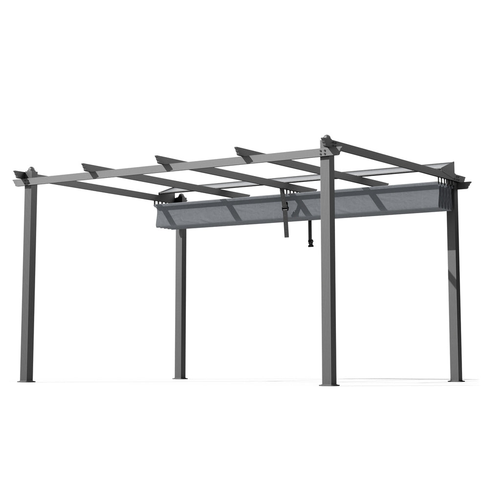 Instahut Gazebo Outdoor Garden Pergola Aluminium Frame Adjustable Canopy 3x4m Grey 3