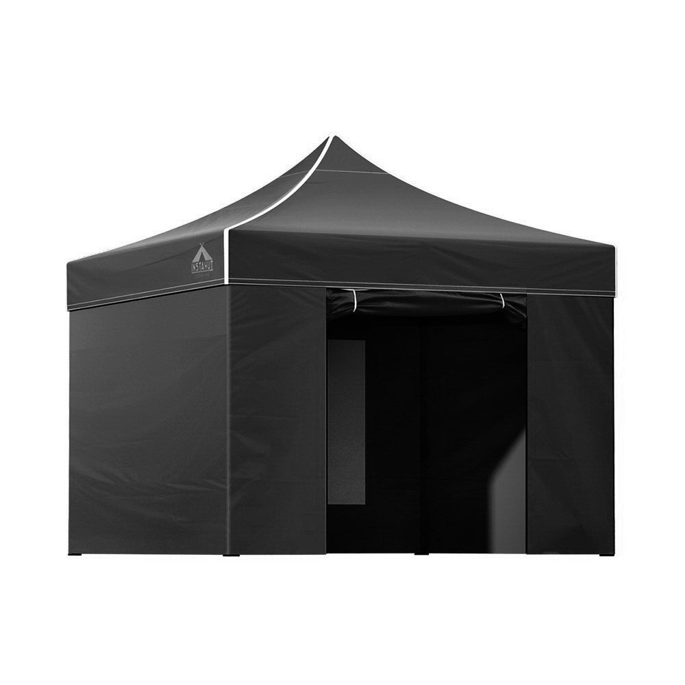 Instahut Gazebo Pop Up Marquee 3x3m Folding Tent Wedding Gazebos 500D Black 8