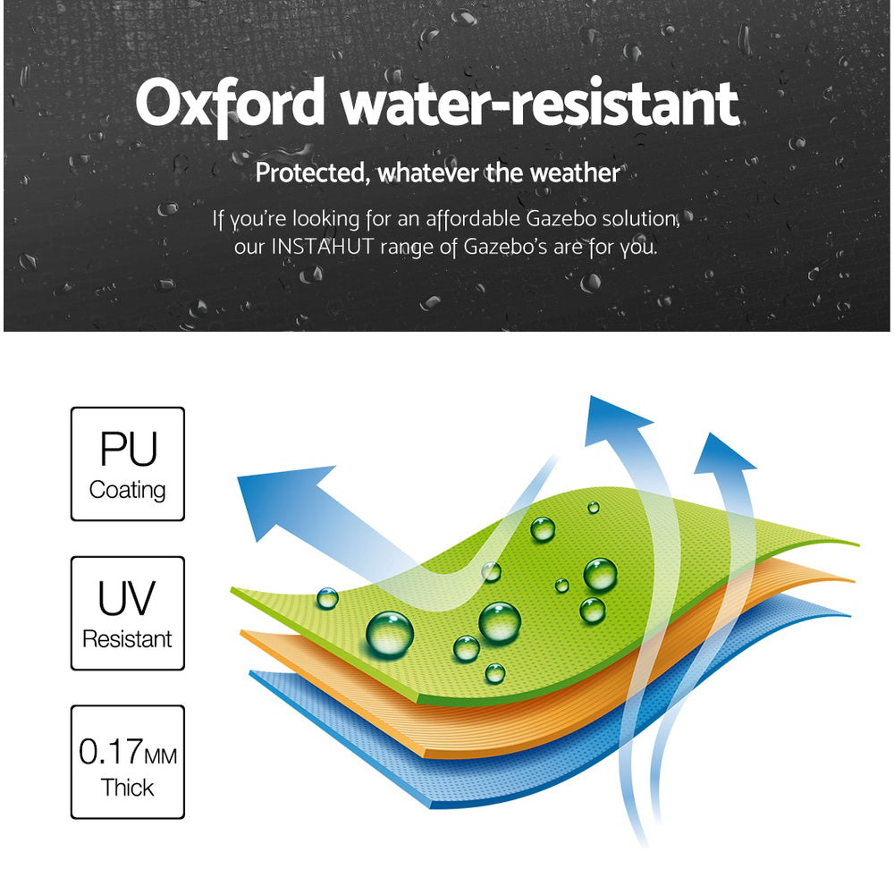 Instahut Gazebo Pop Up Marquee 3x3m Folding Tent Wedding Gazebos 500D Black 5