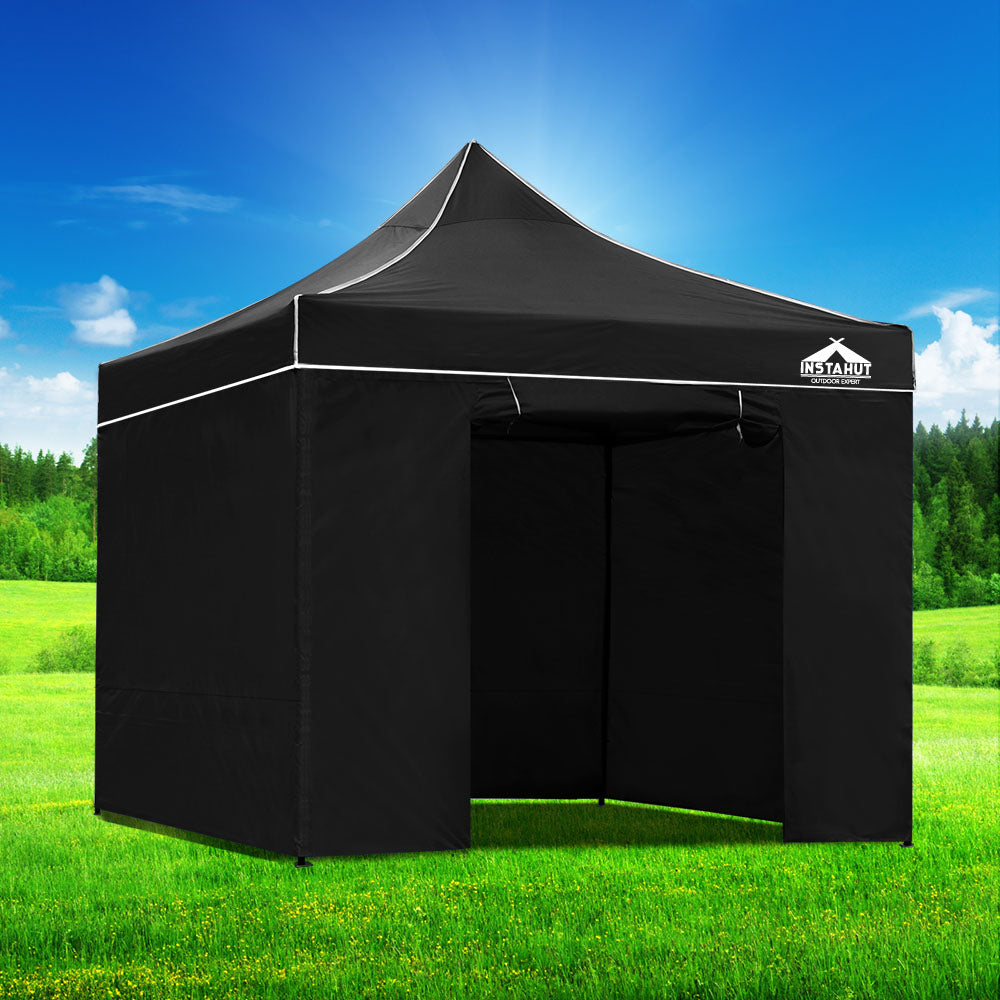Instahut Gazebo Pop Up Marquee 3x3m Folding Tent Wedding Gazebos 500D Black 7