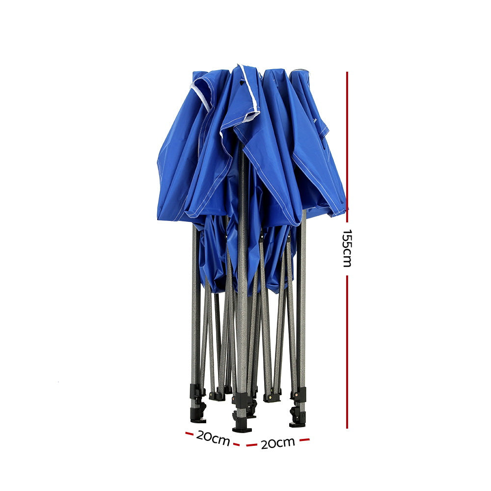 Instahut Gazebo Pop Up Marquee 3x3 Folding Tent Wedding Gazebos 500D Oxford Blue 3