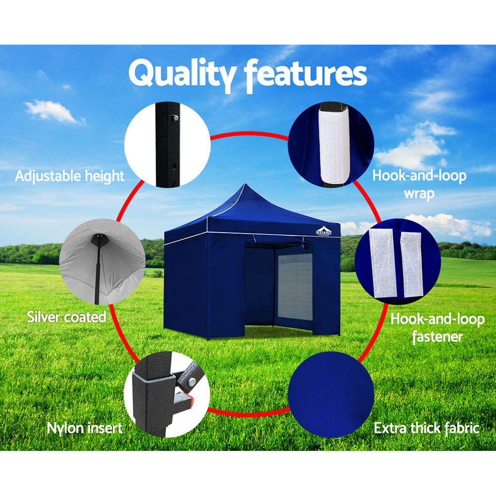 Instahut Gazebo Pop Up Marquee 3x3 Folding Tent Wedding Gazebos 500D Oxford Blue 6